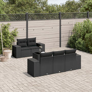 Loungeset poly rattan 6-delig zwart