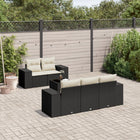 6-piece Lounge Set with cushions poly rattan black