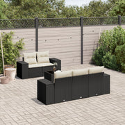 Loungeset 6-delig poly rattan zwart