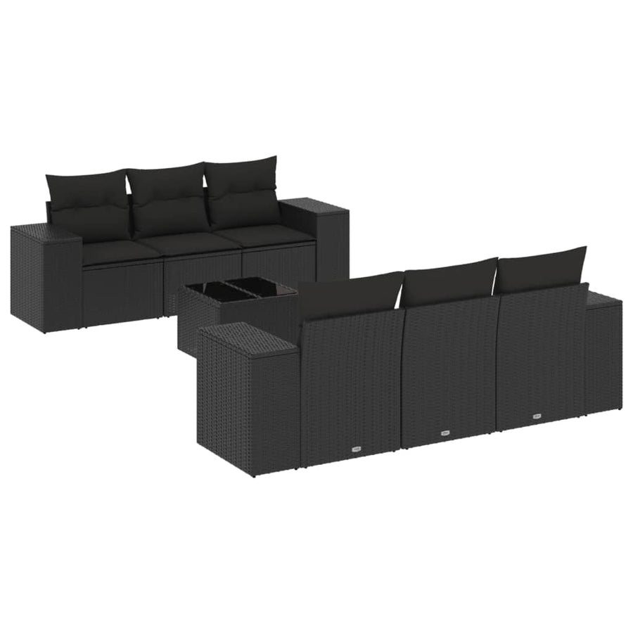 7-Delige Loungeset Met Kussens Poly Rattan Zwart