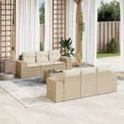 7-Delige Loungeset Met Kussens Poly Rattan Beige