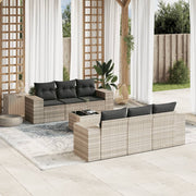 Loungeset 7-delig poly rattan lichtgrijs