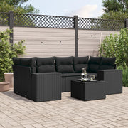 Loungeset 7-delig poly rattan zwart