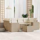 7-Delige Loungeset Met Kussens Poly Rattan Beige