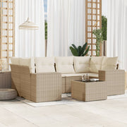 Loungeset 7-delig poly rattan beige