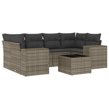 7-Delige Loungeset Met Kussens Poly Rattan Grijs