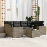 Loungeset 7-delig poly rattan grijs