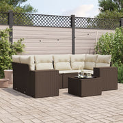 Loungeset 7-delig poly rattan bruin met opbergruimte
