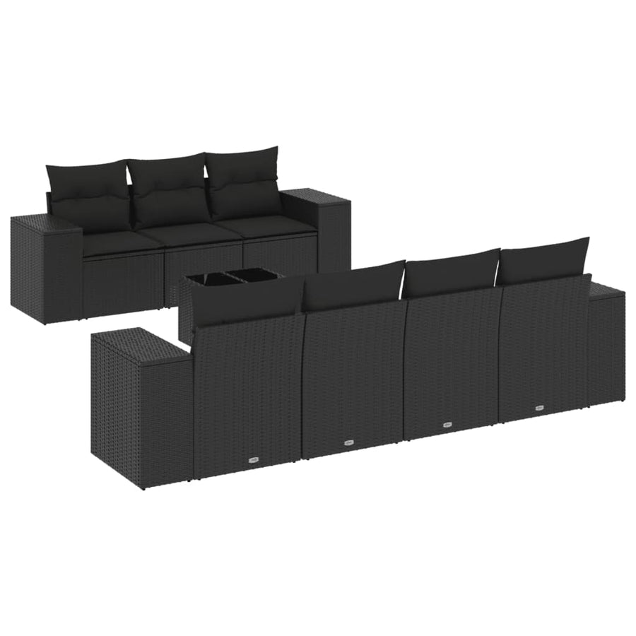 8-Delige Loungeset Met Kussens Poly Rattan Zwart