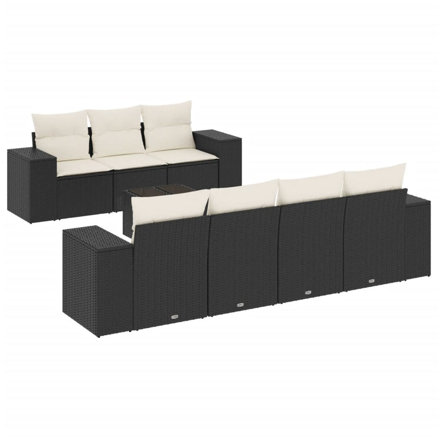 8-Delige Loungeset Met Kussens Poly Rattan Zwart