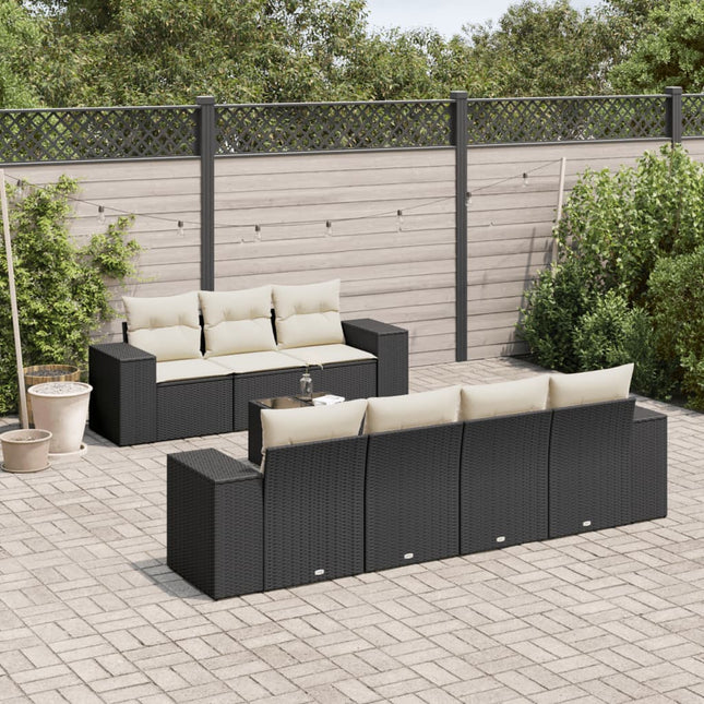 8-Delige Loungeset Met Kussens Poly Rattan Zwart