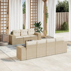 8-piece Lounge Set with Cushions Poly Rattan Beige