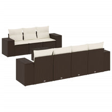 8-delige Loungeset met kussens poly rattan bruin