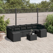 8-piece Lounge Set with Cushions Polyrattan Black