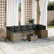 8-piece Lounge Set with Cushions Poly Rattan Grey