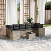 8-piece Lounge Set with Cushions Poly Rattan Light Grey