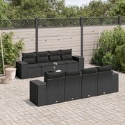 Loungeset 9-delig poly rattan zwart