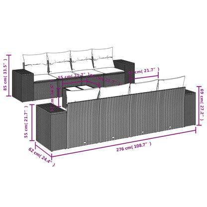 9-Delige Loungeset Met Kussens Poly Rattan Beige