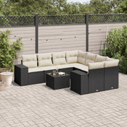 Loungeset 9-delig poly rattan zwart