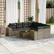 Loungeset 9-delig poly rattan grijs