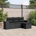 4-Delige Loungeset Met Kussens Poly Rattan Zwart