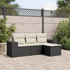 4-Delige Loungeset Met Kussens Poly Rattan Zwart