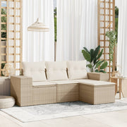 Loungeset 4-delig poly rattan beige