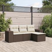 Loungeset 4-delig poly rattan bruin