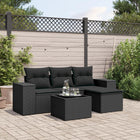 5-Delige Loungeset Met Kussens Poly Rattan Zwart