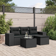 Loungeset 5-delig poly rattan zwart
