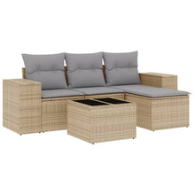 5-Delige Loungeset Met Kussens Poly Rattan Beige