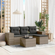 Loungeset 5-delig poly rattan grijs