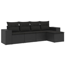 5-Delige Loungeset Met Kussens Poly Rattan Zwart
