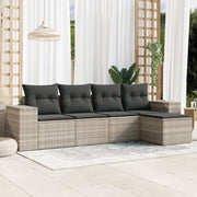 Loungeset 5-delig poly rattan lichtgrijs