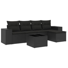 6-Delige Loungeset Met Kussens Poly Rattan Zwart