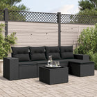 6-piece Lounge Set with cushions poly rattan black
