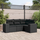 4-Delige Loungeset Met Kussens Poly Rattan Zwart