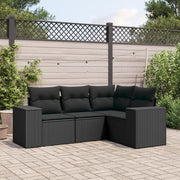 Loungeset 4-delig poly rattan zwart
