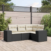 Loungeset 4-delig poly rattan zwart