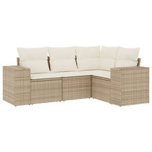 4-Delige Loungeset Met Kussens Poly Rattan Beige