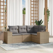 Loungeset 4-delig poly rattan beige