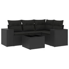 5-Delige Loungeset Met Kussens Poly Rattan Zwart