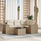Loungeset 5-delig poly rattan beige