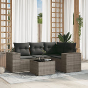 Loungeset 5-delig poly rattan grijs