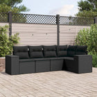 5-piece lounge set with cushions poly rattan black
