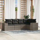 5-Delige Loungeset Met Kussens Poly Rattan Grijs