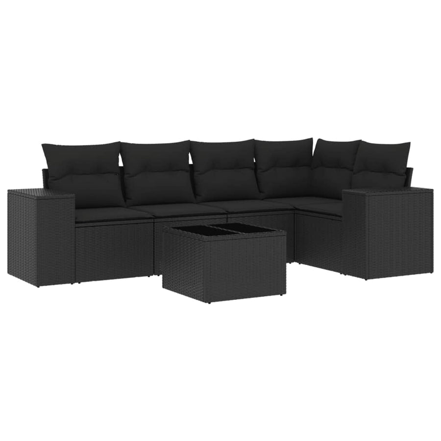6-Delige Loungeset Met Kussens Poly Rattan Zwart