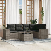 6-piece Lounge Set with Cushions Poly Rattan Grey
