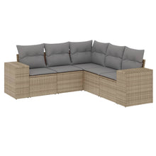 5-Delige Loungeset Met Kussens Poly Rattan Beige