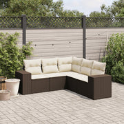 Loungeset poly rattan bruin 5-delig